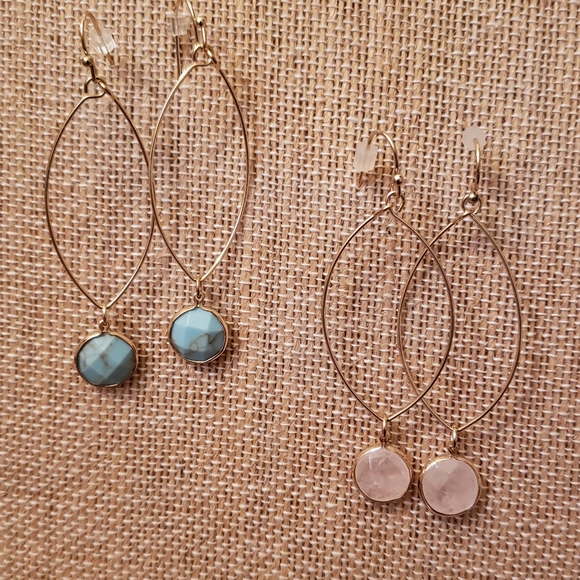 Gold Plated Drop Earrings Enhanced turquoise and c - Picture 4 of 4